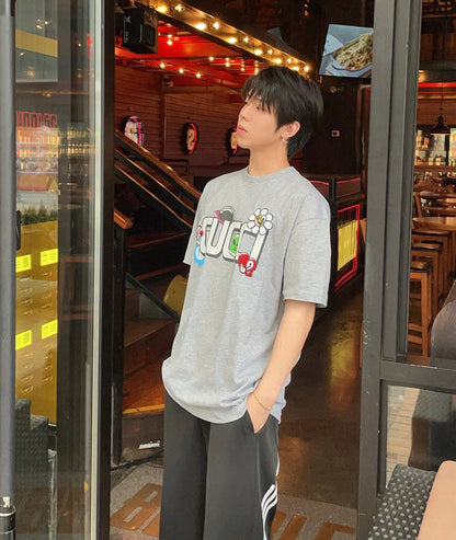 T-shirt Gucci à motif dessin animé (gris)