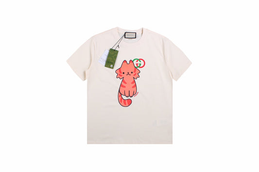 T-shirt Gucci à motif chat (crème)