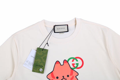 T-shirt Gucci à motif chat (crème)