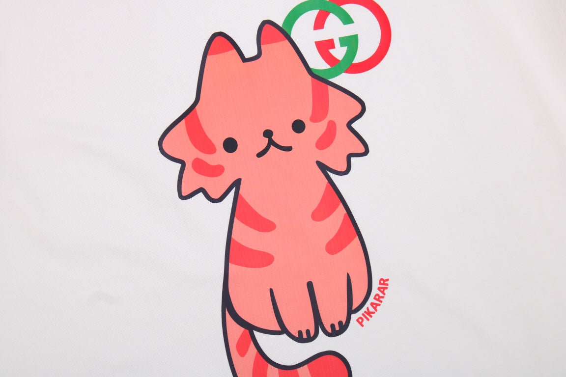 T-shirt Gucci à motif chat (crème)