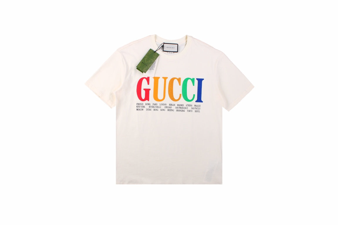T-shirt Gucci Cities à lettres capitales - Blanc