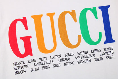 T-shirt Gucci Cities à lettres capitales - Blanc