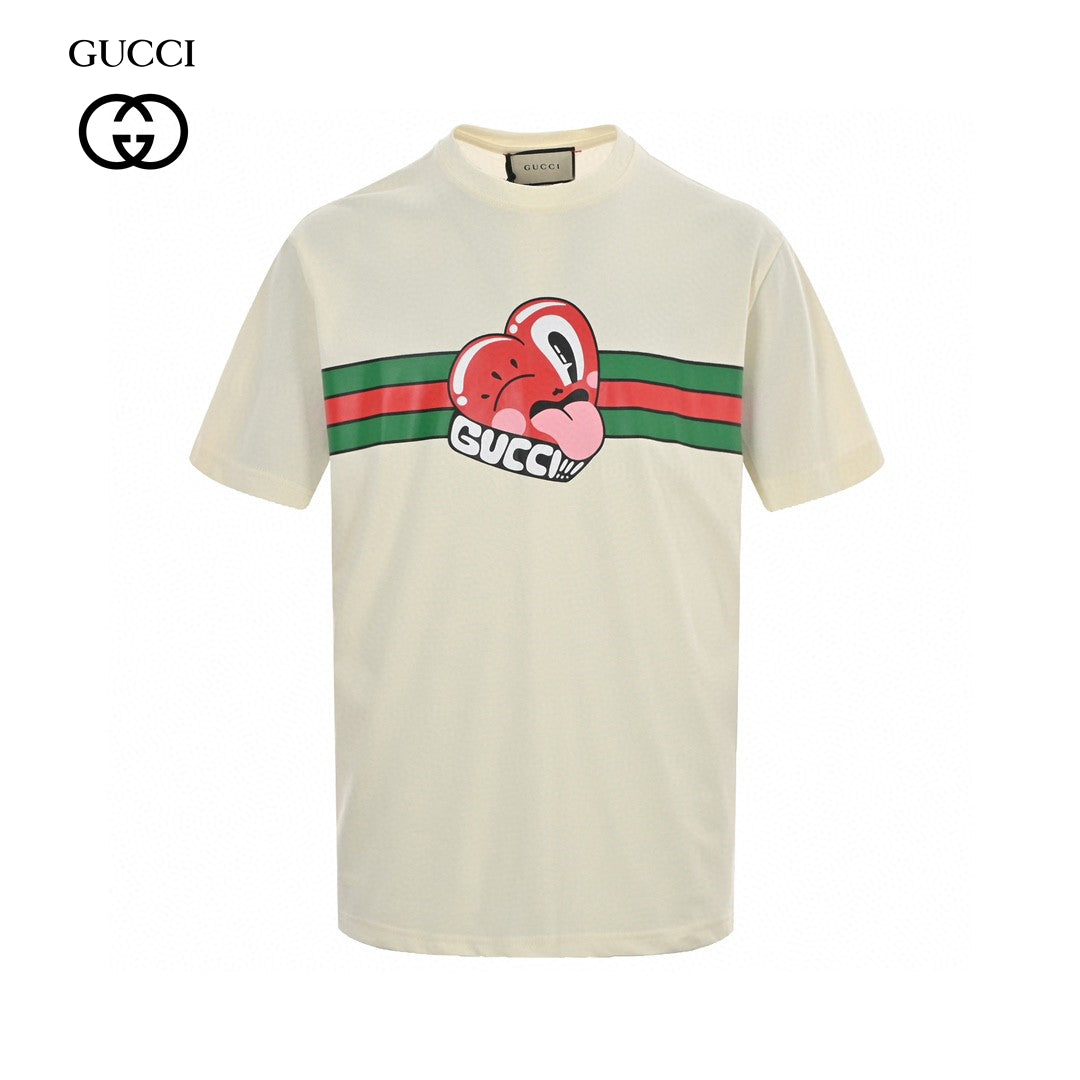 T-shirt Gucci crème à motif cœur