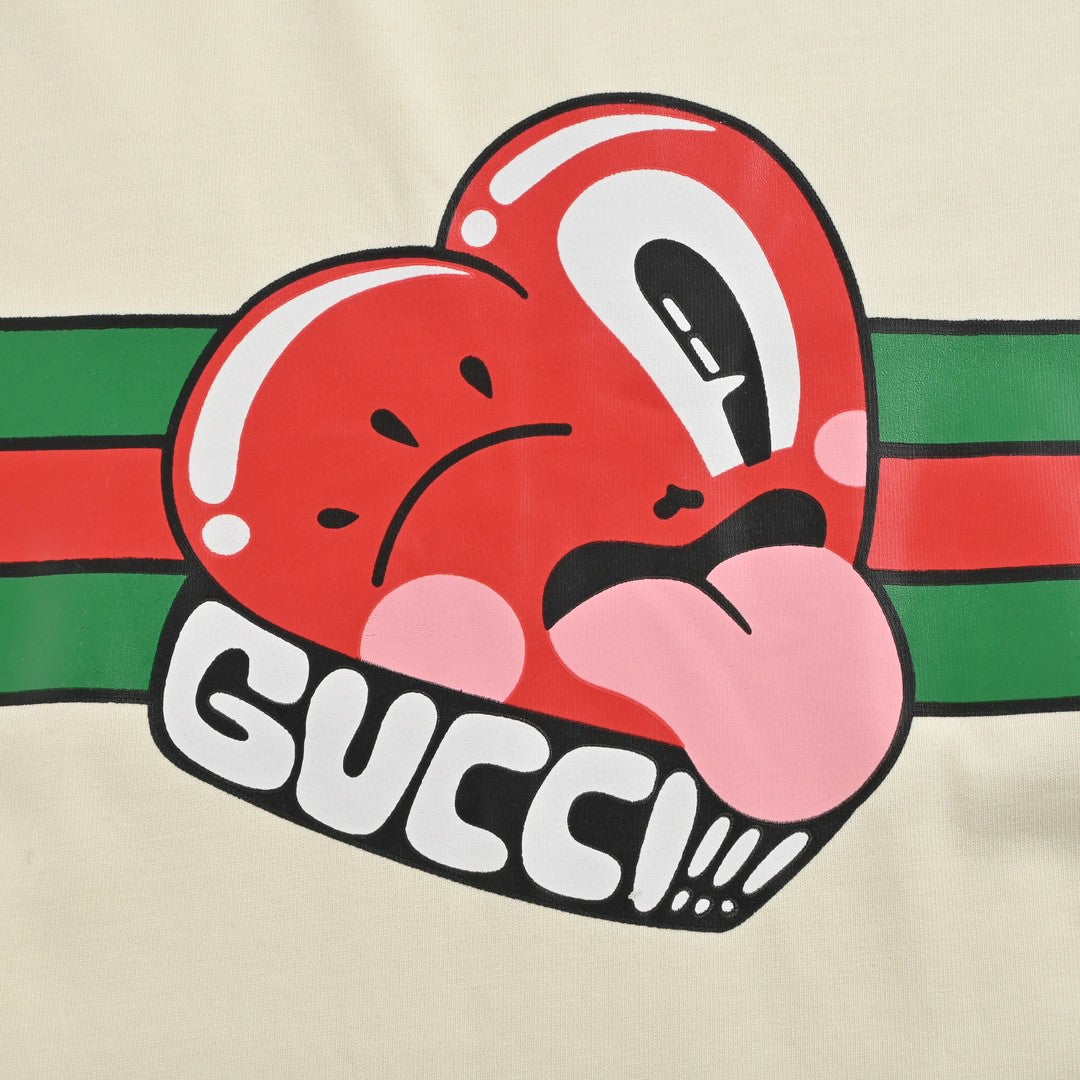 T-shirt Gucci crème à motif cœur