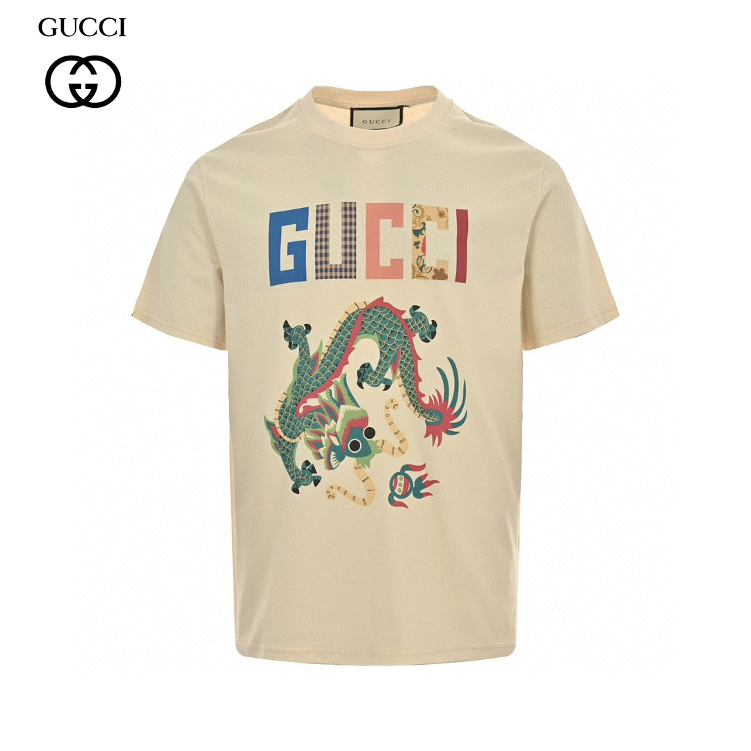 T-shirt graphique Gucci Dragon (Beige)