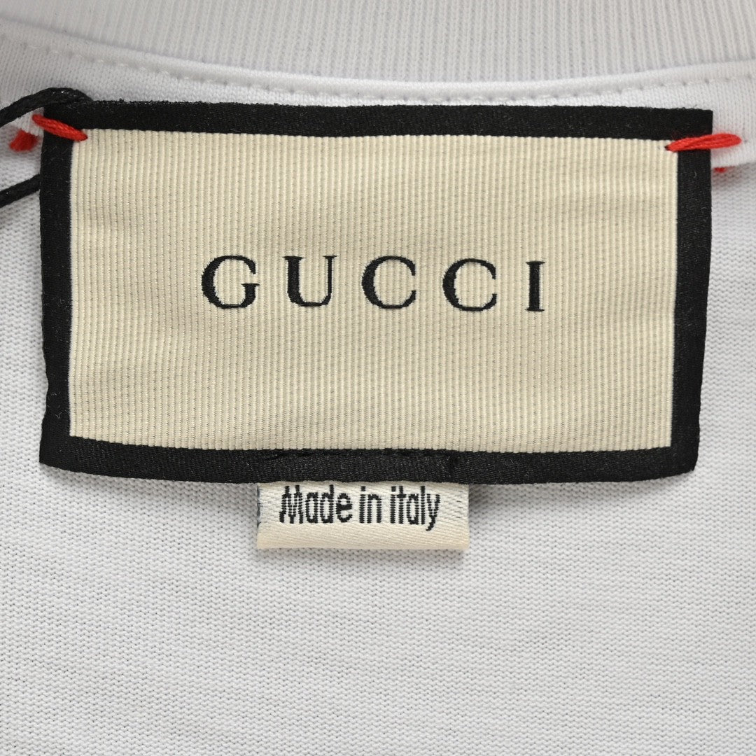 T-shirt blanc à rayures bleues Gucci GG