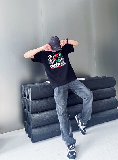 T-shirt Gucci « Je suis trop Gucci pour tes problèmes » - Noir