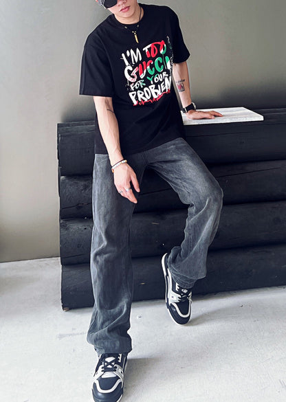 T-shirt Gucci « Je suis trop Gucci pour tes problèmes » - Noir