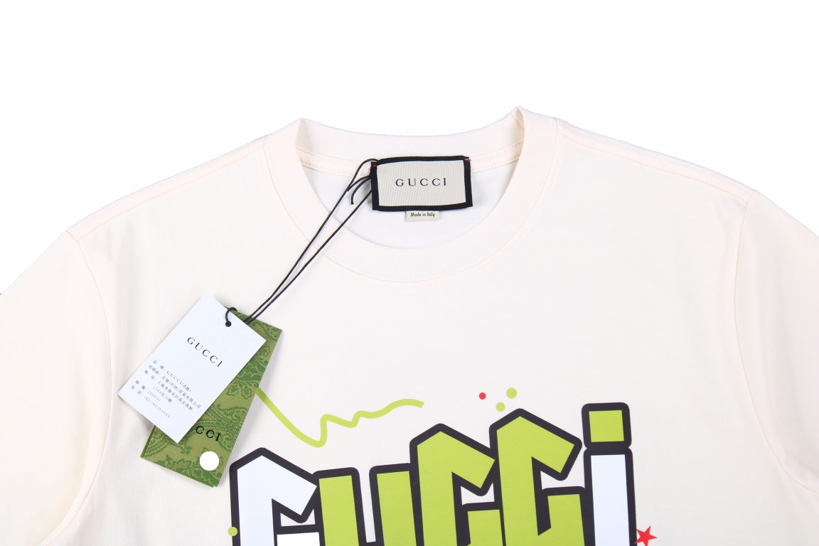 T-shirt Gucci à logo éclair couleur crème