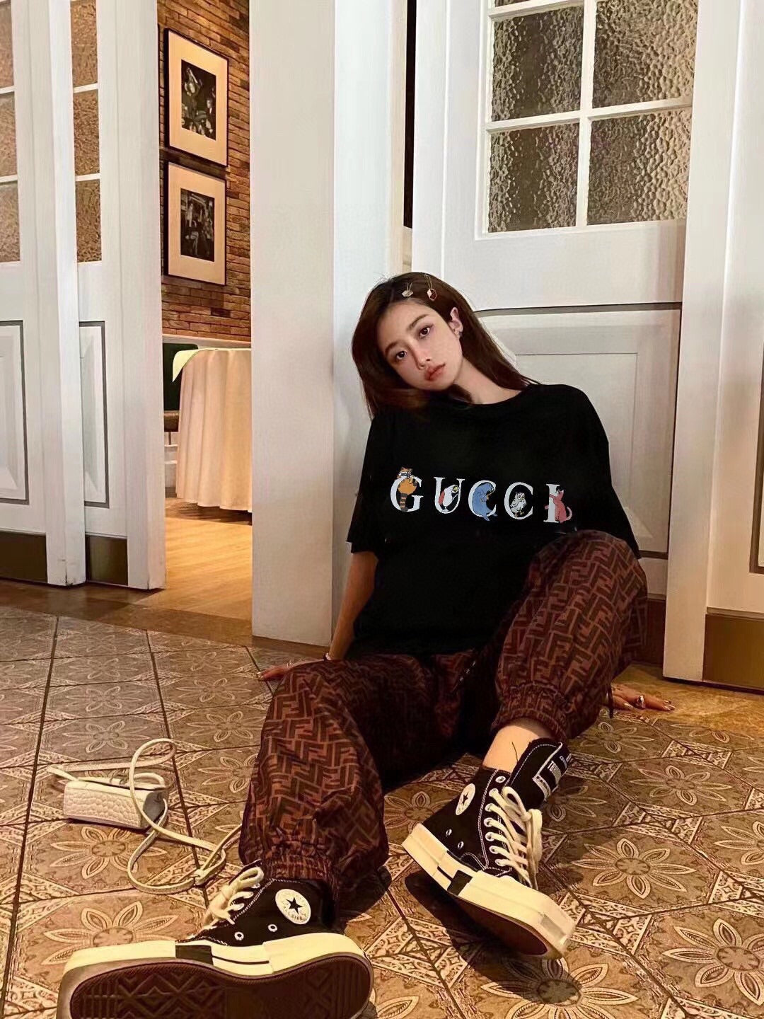 T-shirt Gucci Mushroom Cluster (Noir)