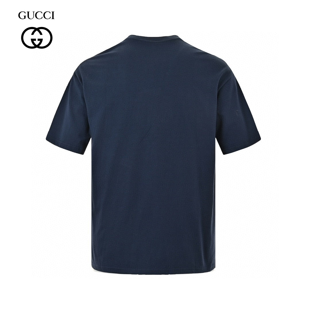 T-shirt Gucci bleu marine avec logo superposé