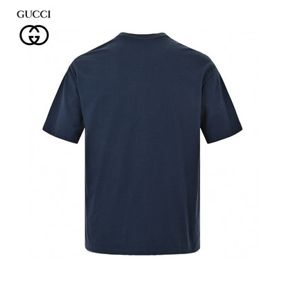 T-shirt Gucci bleu marine avec logo superposé