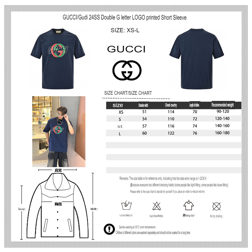 T-shirt Gucci bleu marine avec logo superposé