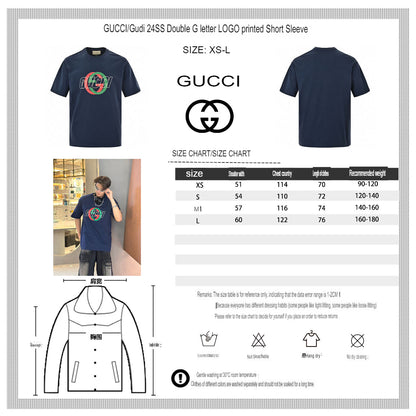 T-shirt Gucci bleu marine avec logo superposé