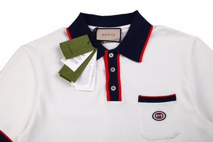 Polo Gucci à col Web (blanc)