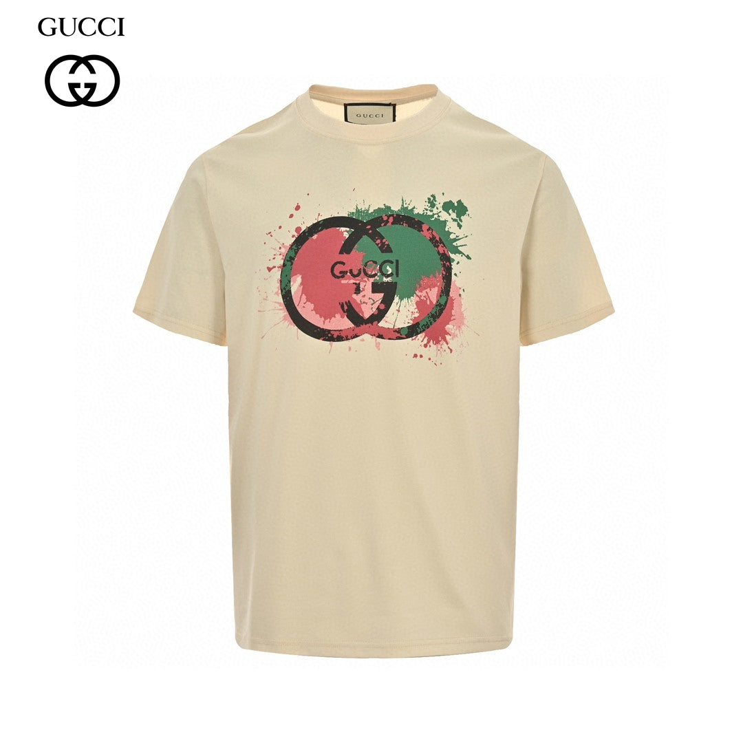 T-shirt Gucci à logo éclaboussé (beige)