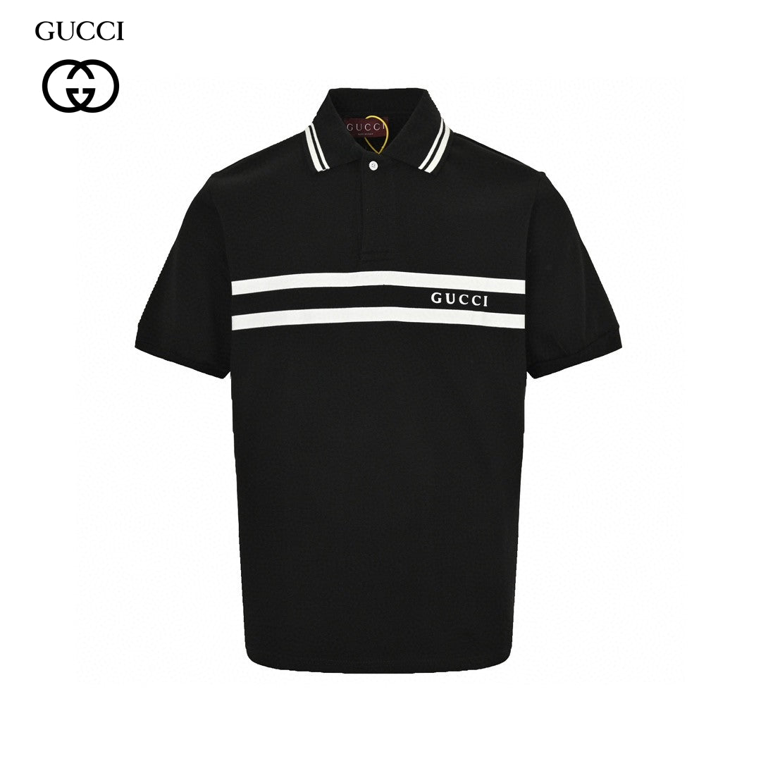Polo Gucci à rayures et logo (noir)