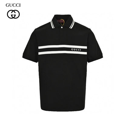 Polo Gucci à rayures et logo (noir)