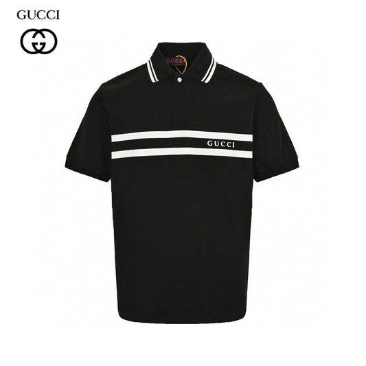 Polo Gucci à rayures et logo (noir)