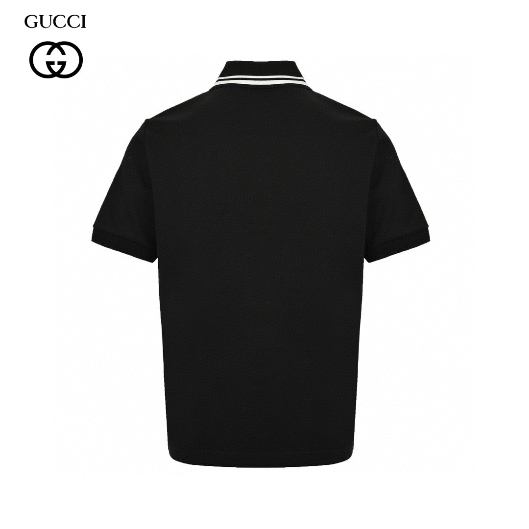 Polo Gucci à rayures et logo (noir)