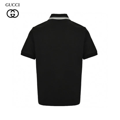 Polo Gucci à rayures et logo (noir)