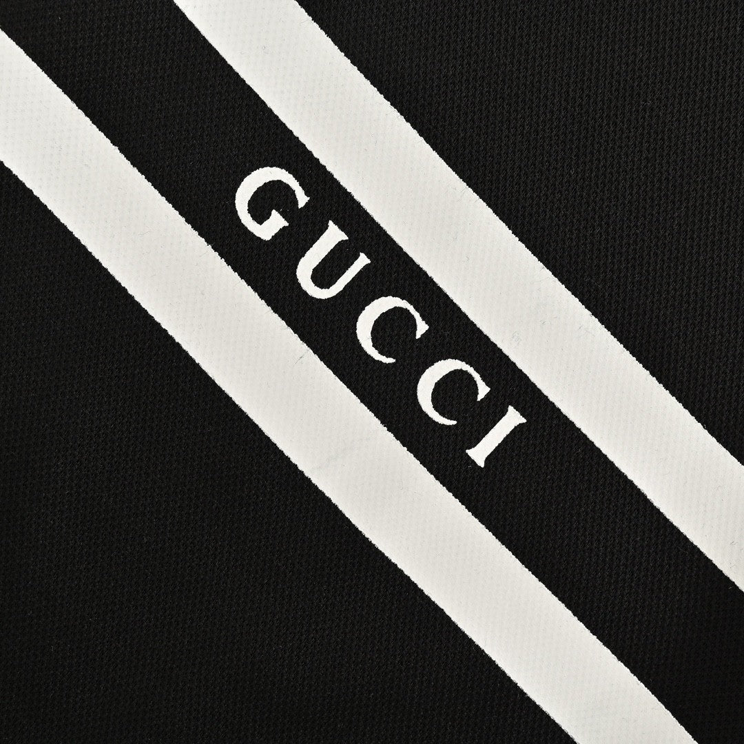 Polo Gucci à rayures et logo (noir)