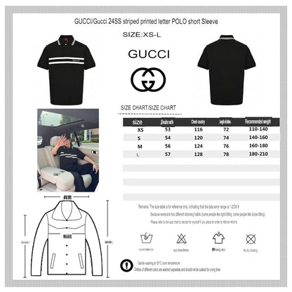 Polo Gucci à rayures et logo (noir)