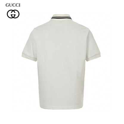 Polo Gucci à rayures et logo (blanc)