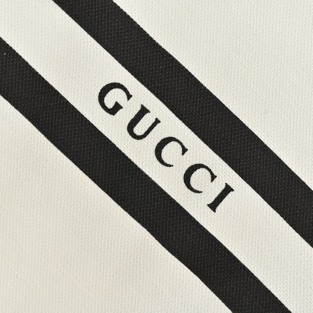 Polo Gucci à rayures et logo (blanc)
