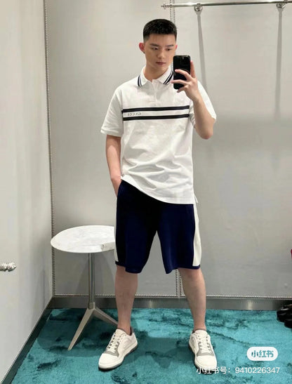 Polo Gucci à rayures et logo (blanc)