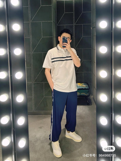 Polo Gucci à rayures et logo (blanc)