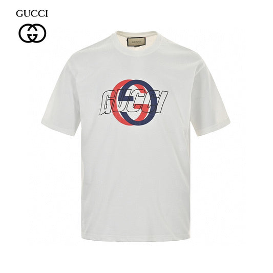 T-shirt blanc Gucci avec logo superposé