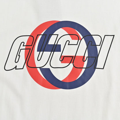 T-shirt blanc Gucci avec logo superposé