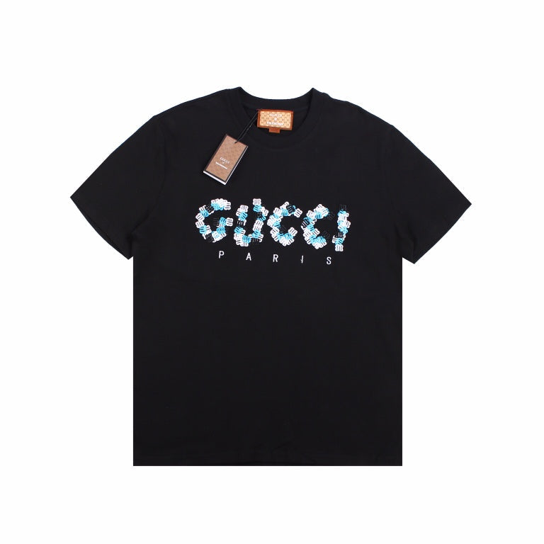 T-shirt noir GUCCI x BALENCIAGA à logo fleuri