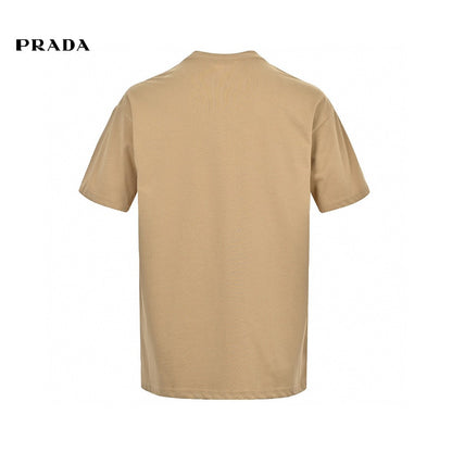 T-shirt beige à logo Prada Milano