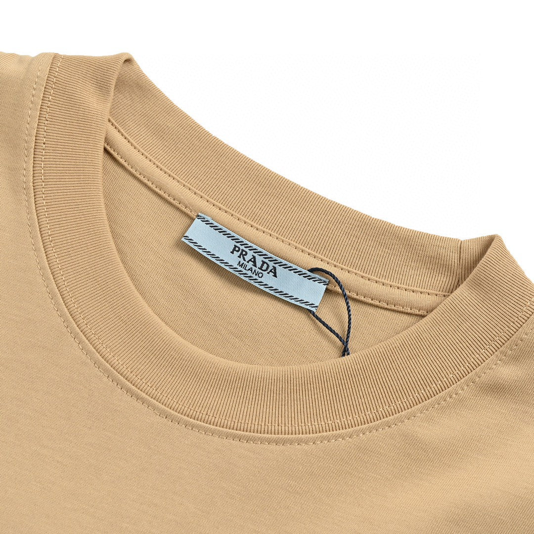 T-shirt beige à logo Prada Milano