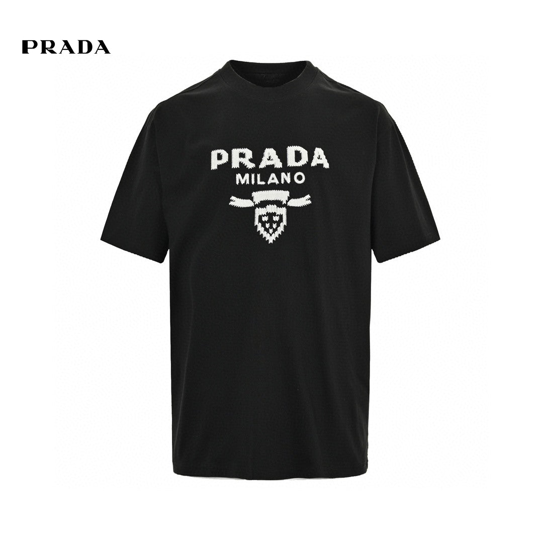 T-shirt Prada Milano noir à emblème