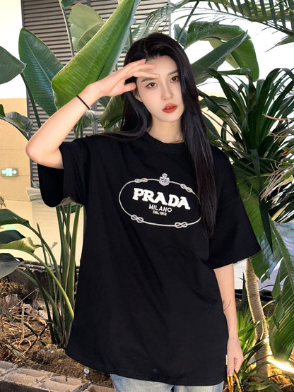 T-shirt Prada Milano noir à logo