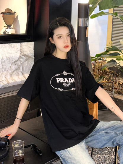 T-shirt Prada Milano noir à logo