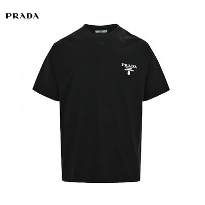 T-shirt noir à logo Prada Milano