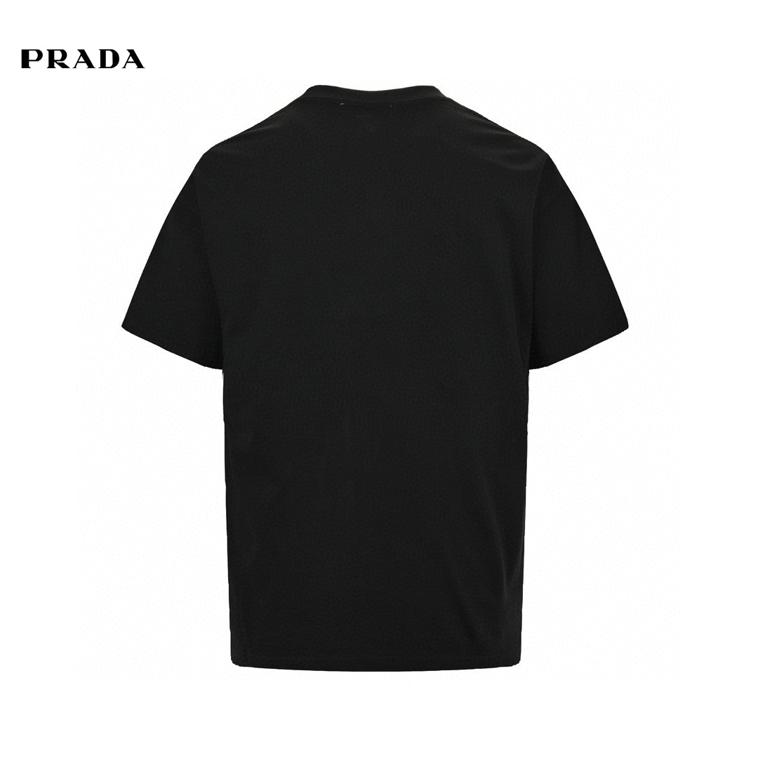 T-shirt noir à logo Prada Milano
