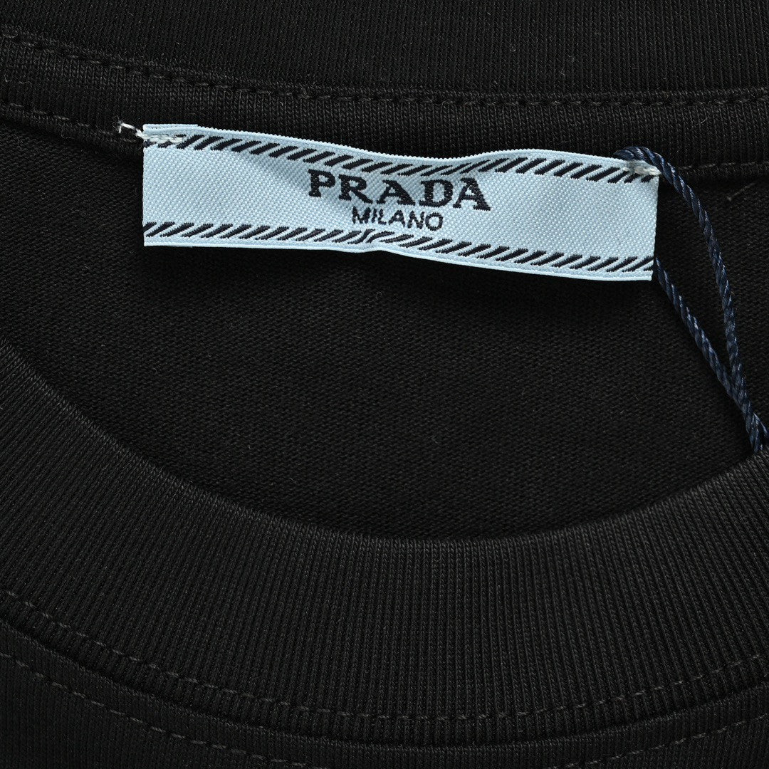 T-shirt noir à logo Prada Milano