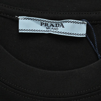 T-shirt noir à logo Prada Milano