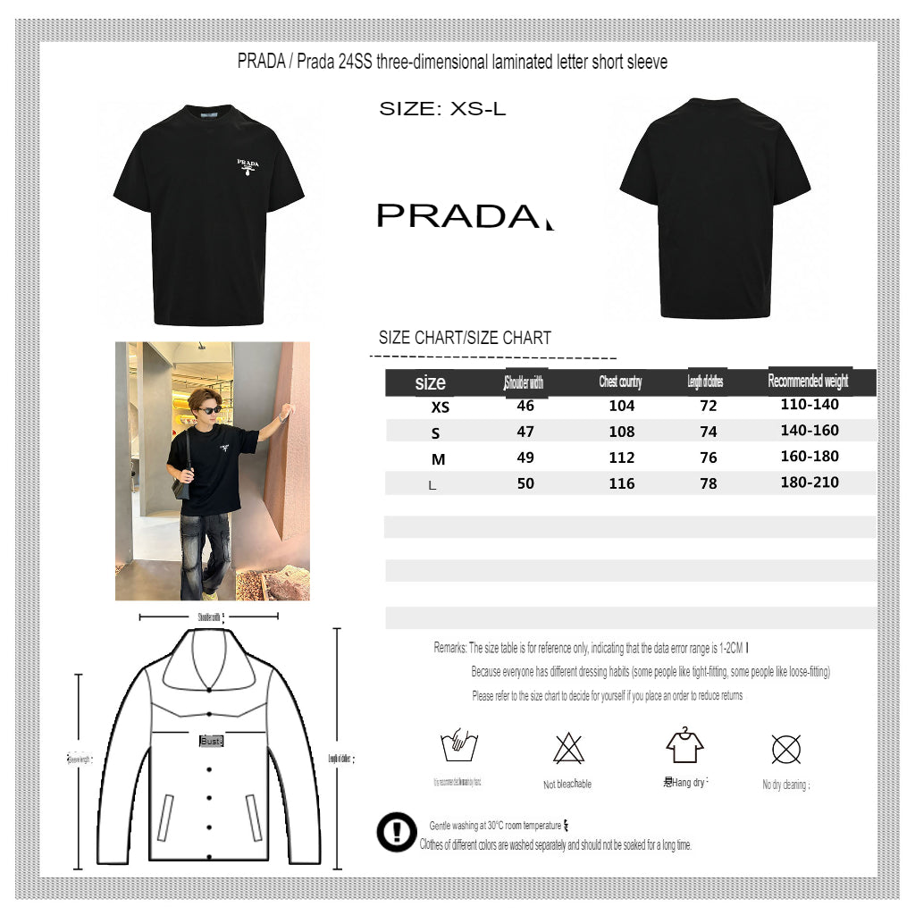 T-shirt noir à logo Prada Milano