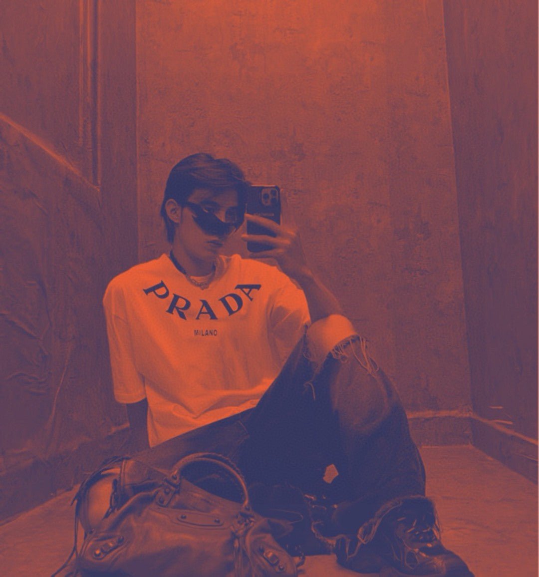 T-shirt Prada - Crème avec logo audacieux