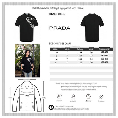T-shirt Prada à logo triangulaire peint à la bombe (noir)