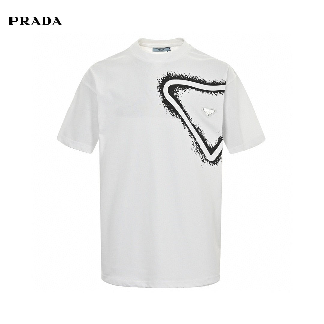 T-shirt Prada Triangle Spray Paint Logo (Blanc)