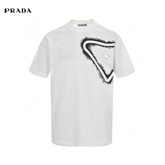 T-shirt Prada Triangle Spray Paint Logo (Blanc)