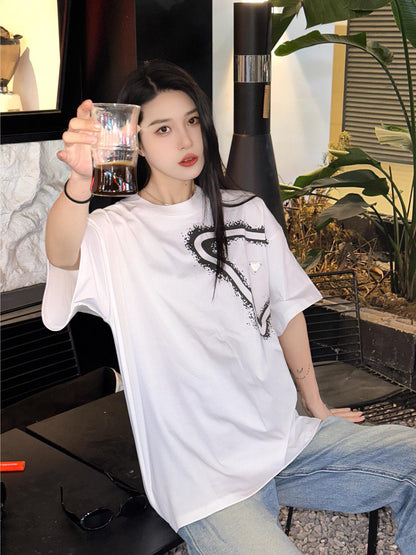 T-shirt Prada Triangle Spray Paint Logo (Blanc)