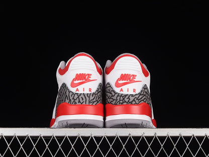 AIR JORDAN 3 RETRO 2022 BLANC/ROUGE FEU/GRIS CIMENT/NOIR